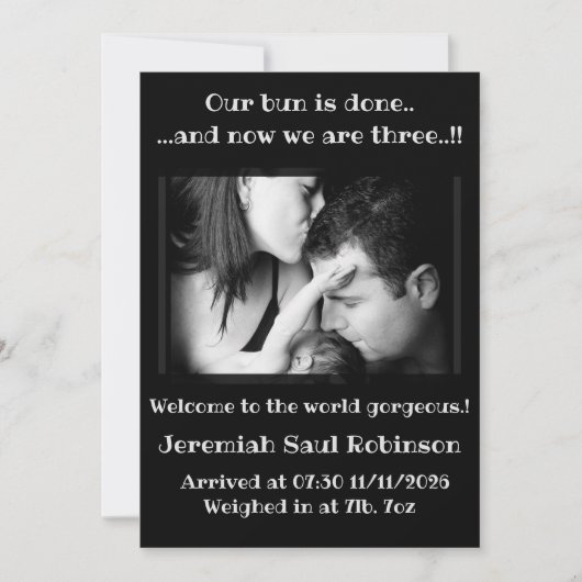 男の赤ちゃん新規到着 案内状 (正面)