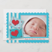 男の赤ちゃん最初のバレンタインファブリックハートパッチかわいい (正面)