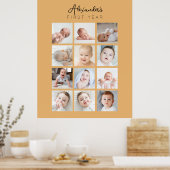 男の赤ちゃん月刊写真ポスター初年オレンジ ポスター (キッチン)