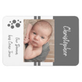 男の赤ちゃん来ドリームトゥルーグレーとホワイト写真 マグネット (横)