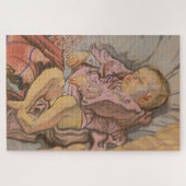 男の赤ちゃん枕で寝る ジグソーパズル (横)