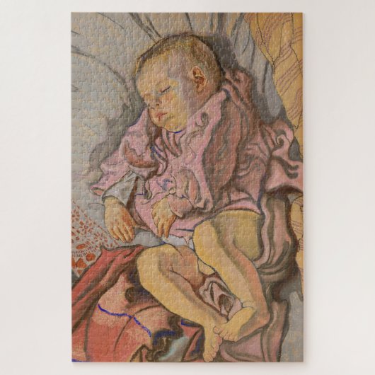 男の赤ちゃん枕で寝る ジグソーパズル (縦)