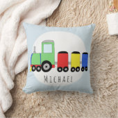 男の赤ちゃん機カラフル関車名子供部屋 クッション (ブランケット)