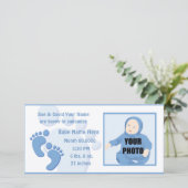 男の赤ちゃん機器足誕生写真の発表 案内状 (スタンド正面)