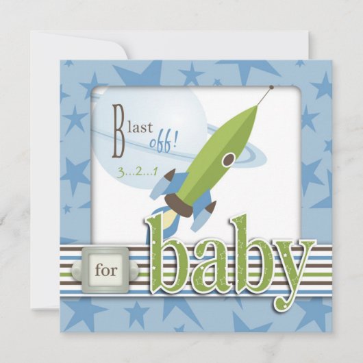 男の赤ちゃん正方形 招待状 (正面)