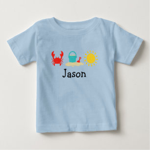 男の赤ちゃん水彩ビーチトリオTシャツ ベビーTシャツ