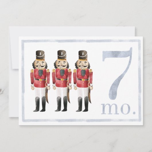 男の赤ちゃん水彩マイルストーンセブンヶ月オールドカード 招待状 (正面)