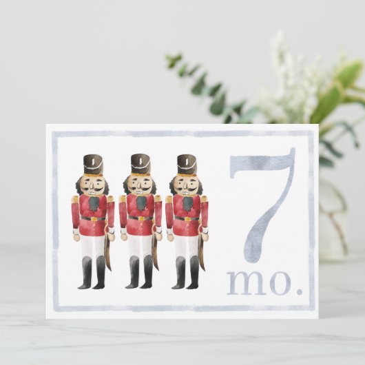 男の赤ちゃん水彩マイルストーンセブンヶ月オールドカード 招待状 (スタンド正面)