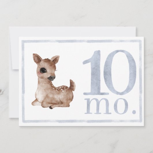 男の赤ちゃん水彩マイルストーン10ヶ月古いカード 招待状 (正面)