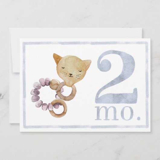 男の赤ちゃん水彩マイルストーン2ヶ月古いカード 招待状 (正面)