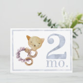 男の赤ちゃん水彩マイルストーン2ヶ月古いカード 招待状 (スタンド正面)