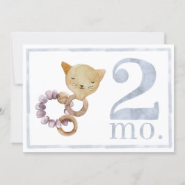 男の赤ちゃん水彩マイルストーン2ヶ月古いカード 招待状