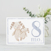 男の赤ちゃん水彩マイルストーン8ヶ月オールドカード 招待状 (スタンド正面)
