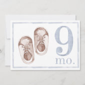 男の赤ちゃん水彩マイルストーン9ヶ月オールドカード 招待状 (正面)