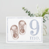 男の赤ちゃん水彩マイルストーン9ヶ月オールドカード 招待状 (スタンド正面)