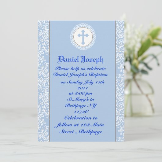 男の赤ちゃん洗礼/《キリスト教》洗礼式や命名式 招待状 (スタンド正面)