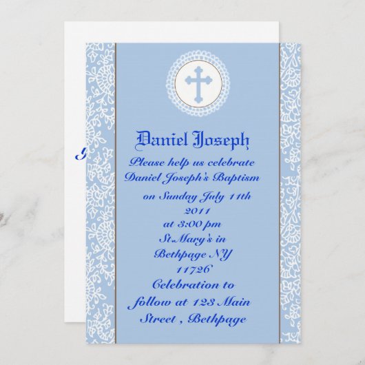 男の赤ちゃん洗礼/《キリスト教》洗礼式や命名式 招待状 (正面/裏面)