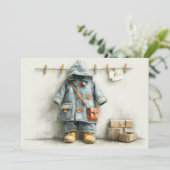 男の赤ちゃん消防士1歳の誕生日 招待状 (スタンド正面)