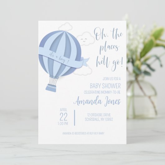 男の赤ちゃん温風船シャワー招待状 招待状 (スタンド正面)