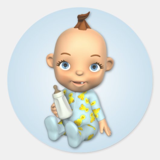 男の赤ちゃん漫画シール ラウンドシール (正面)