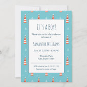 男の赤ちゃん灯台といかり模様オンブルー 招待状 (正面)