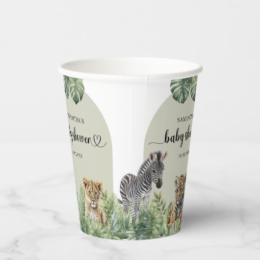 男の赤ちゃん熱帯ジャングルサファリ動物シャワー 紙コップ (右)