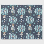 男の赤ちゃん熱風船及びベアパターン ラッピングペーパー (フラット)
