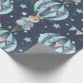 男の赤ちゃん熱風船及びベアパターン ラッピングペーパー (角)