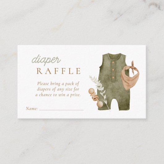 男の赤ちゃん物干しボホおむつラッフル エンクロージャーカード (正面)