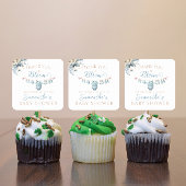 男の赤ちゃん物干し水彩サンキューステッカー スクエアシール