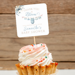 男の赤ちゃん物干し水彩サンキューステッカー スクエアシール