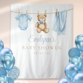 男の赤ちゃん物干し用ベビーシャワー写真の背景 タペストリー