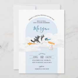 男の赤ちゃん特別配送ストークベイビーシャワー 招待状