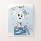 男の赤ちゃん犬の妊娠の発表(青) ジグソーパズル (縦)