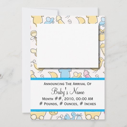 男の赤ちゃん玩具 案内状 (正面)