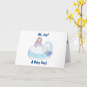 男の赤ちゃん生まれたばかりのカード カード (黄色い花)