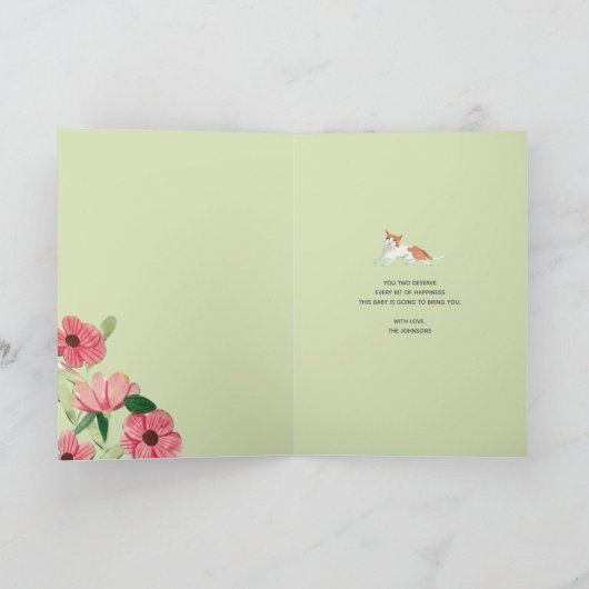 男の赤ちゃん生まれたばかりのガールガールアニマルおめでとうカード シーズンカード (内部)