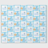 男の赤ちゃん生まれたばかりのシャワーキュートパステルブルー ラッピングペーパー (フラット)