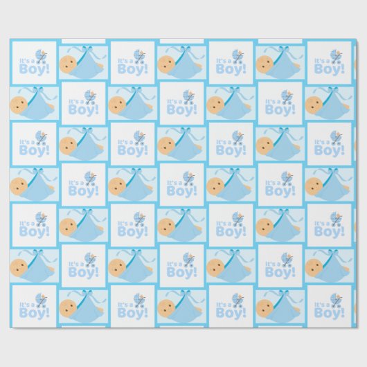 男の赤ちゃん生まれたばかりのシャワーキュートパステルブルー ラッピングペーパー (フラット)