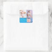 男の赤ちゃん生まれたばかりの写真の生誕発表青 スクエアシール (バッグ)