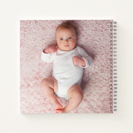 男の赤ちゃん生まれたばかりの写真の生誕発表青 ノートブック (裏面)