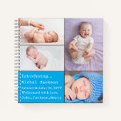 男の赤ちゃん生まれたばかりの写真の生誕発表青 ノートブック (正面)