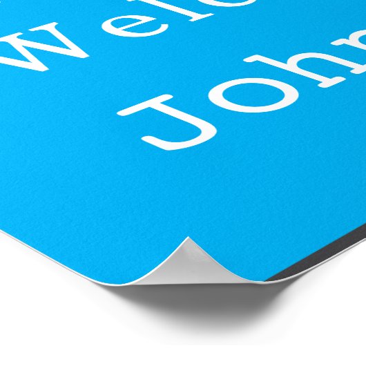 男の赤ちゃん生まれたばかりの写真の生誕発表青 ポスター (角)