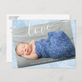 男の赤ちゃん生まれたばかりの写真の誕生発表Blue Pos ポストカード (正面/裏面)