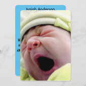 男の赤ちゃん生まれたばかりの発表に対する感謝メッセージ サンキューカード (正面/裏面)