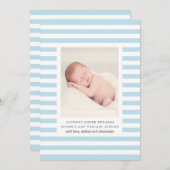 男の赤ちゃん生まれたばかりの。ブルーストライプ航海の誕生 案内状 (正面/裏面)