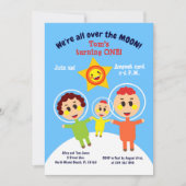 男の赤ちゃん生誕宇宙飛行士パーティの招待状 招待状 (正面)