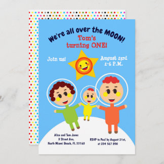 男の赤ちゃん生誕宇宙飛行士パーティの招待状 招待状