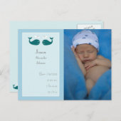 男の赤ちゃん生誕発表葉書 案内ポストカード (正面/裏面)