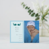 男の赤ちゃん生誕発表葉書 案内ポストカード (スタンド正面)